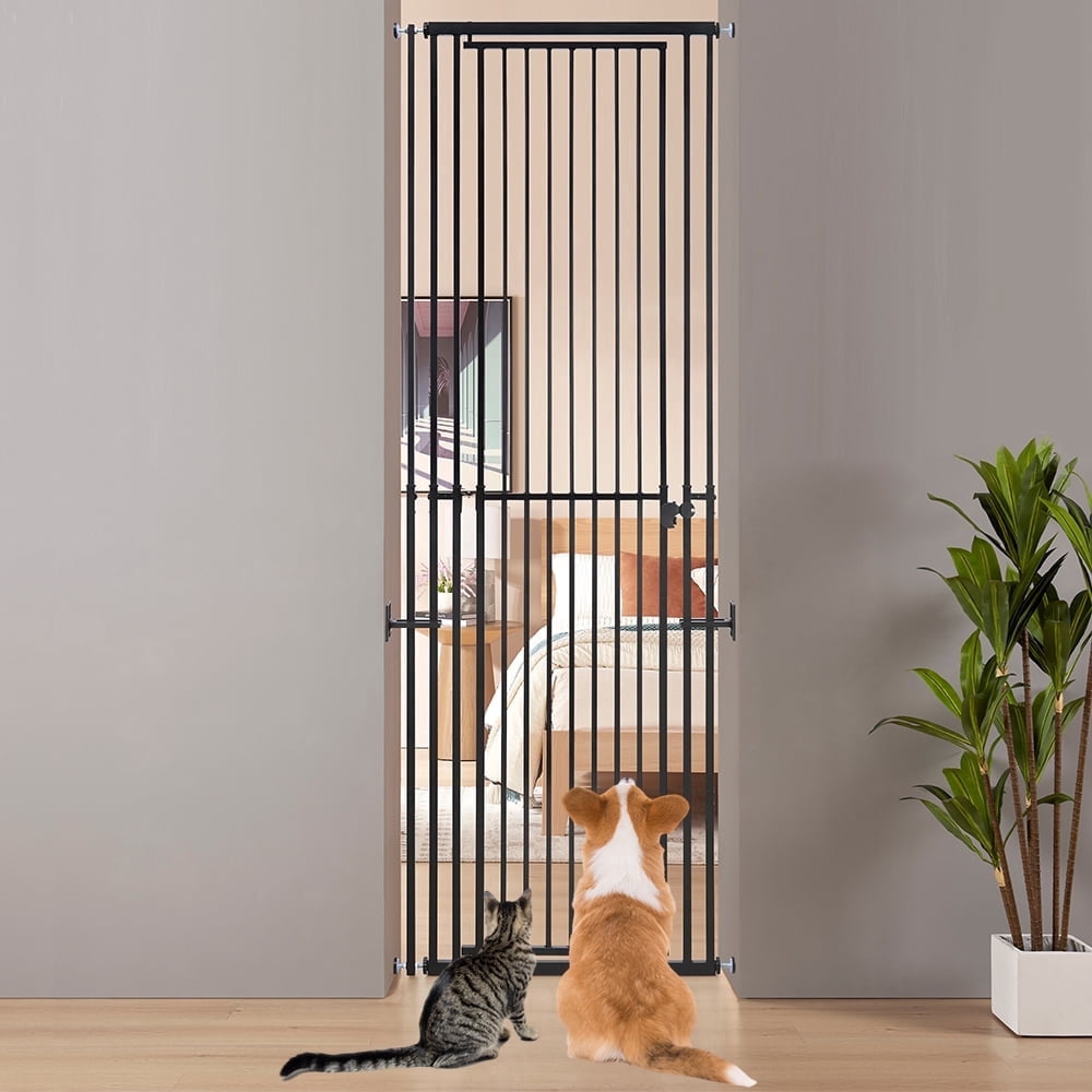 Unipaws Extra Tall Cat Gate, Adjustable 47’’-87’’ Height, Fits 27.5’’-32’’ Wide Openings, Dog Gate for Doorways Stairs, No Drilling Pet Safety Barrier Indoor Use, Metal Fence for Dogs Cats
