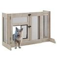 thumbnail image 1 of Unipaws  Unipaws Free Standing Dog Gate with Cat Door, Walk Through Mesh Pet Gate, 33.3'-41.6' Adjustable Wooden Dog Barrier, 1 of 7