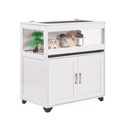 unipaws Hedgehog Cage with Storage Cabinet, Hamster Cage for Rat and Guinea Pigs, Clear Transparent PVC Visual Small Animal Cage with Tray