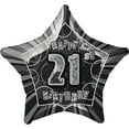 thumbnail image 1 of unique party 20 inch star foil balloon - 21st black/silver, 1 of 1