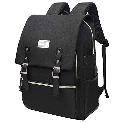 unisex college bag fits up to 15.6'' laptop casual rucksack waterproof school backpack daypacks (allblackwithusb)