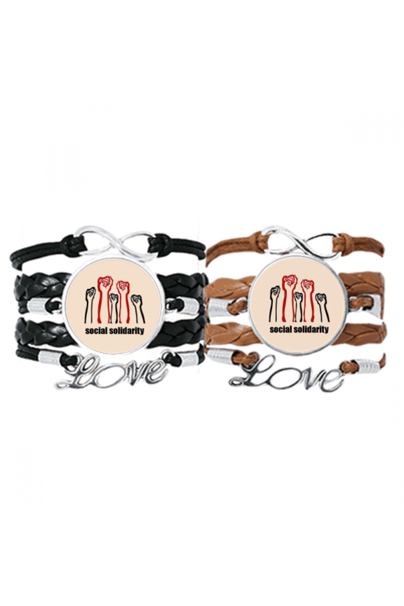 unity strength solidarity combine bracelet hand strap leather wristband double set