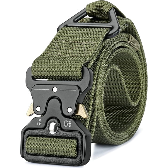 A universal belt for both men and women, 1.5 inches wide and 47.24 inches long, equipped with a quick-release metal buckle, suitable for work, hiking and camping.