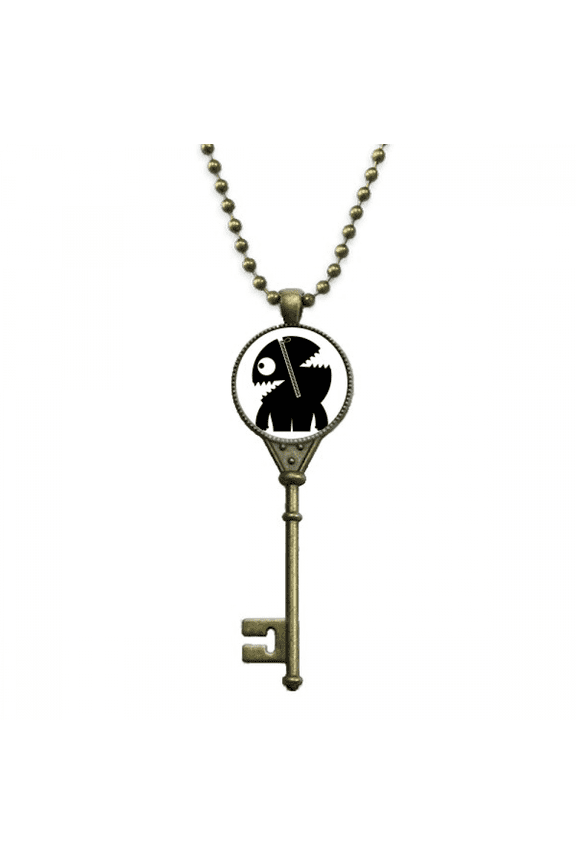 universe alien monster alien creature key necklace pendant tray embellished chain