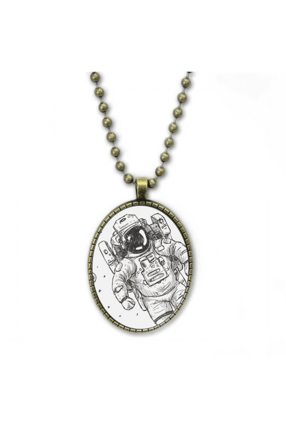 universe alien monster astronaut necklace vintage chain bead pendant jewelry collection
