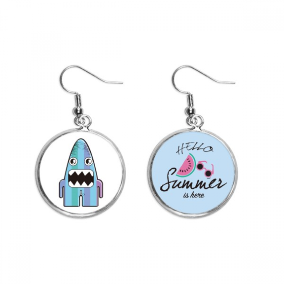 universe alien monster blue monster earring drop summer watermelon earring wear