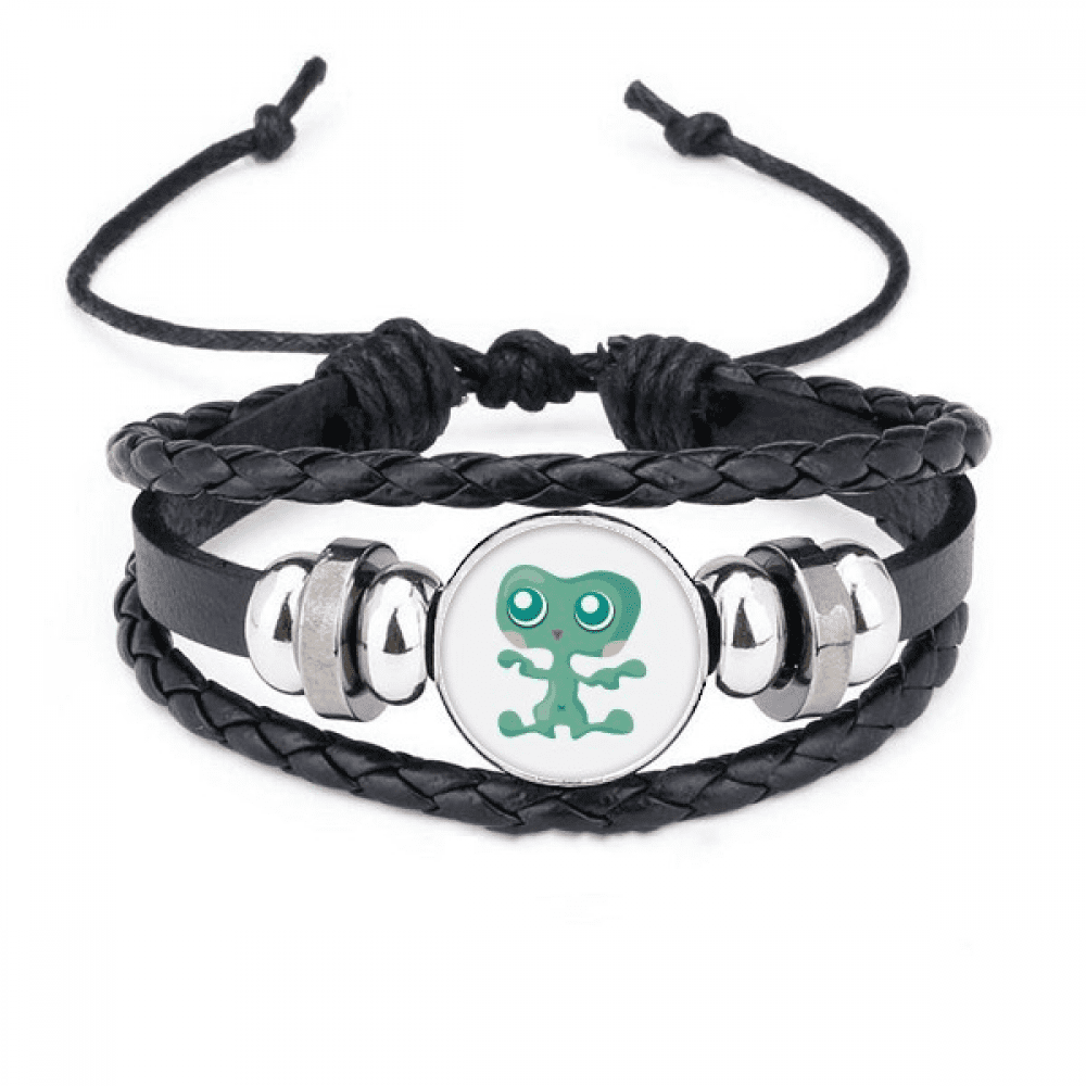 universe alien monster green alien bracelet braided leather woven ...