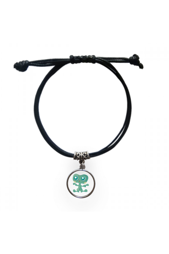 universe alien monster green alien bracelet leather wristband black jewelry