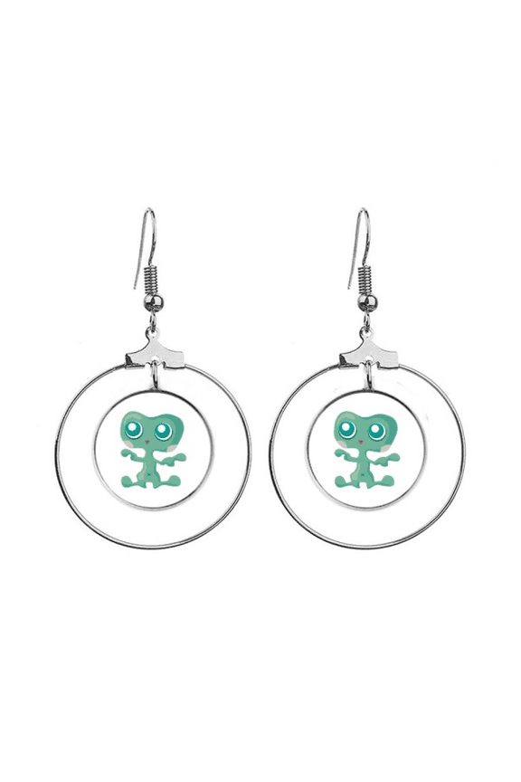 universe alien monster green alien earrings dangle hoop jewelry drop circle