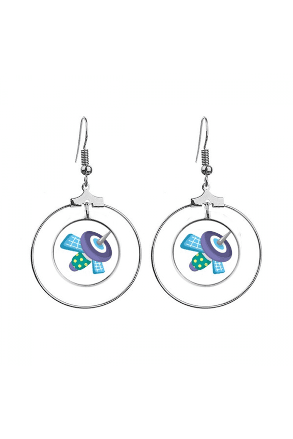 universe alien monster satellite earrings dangle hoop jewelry drop circle