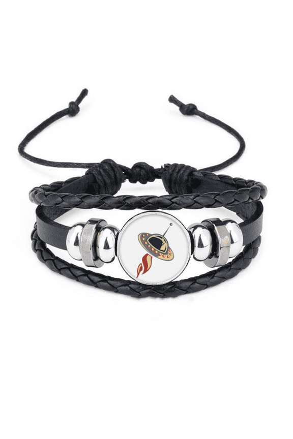 universe alien monster ufo bracelet braided leather woven wristband