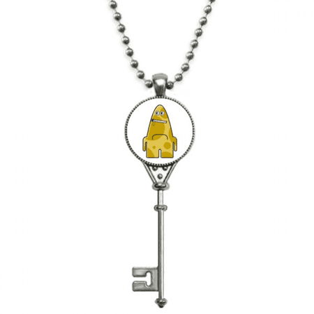 universe alien monster yellow monster pendant vintage necklsilver key jewelry