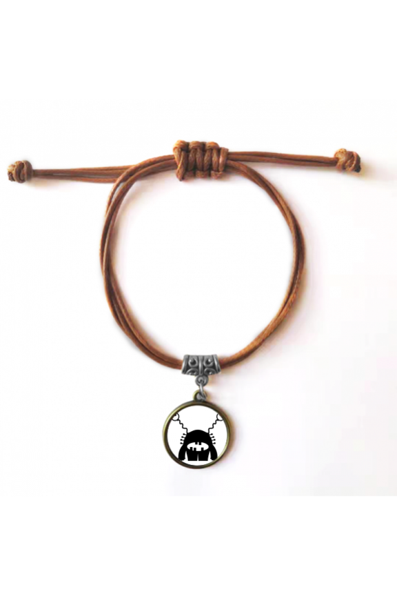 universe and alien alien sketch bracelet leather hide wristband brown jewelry