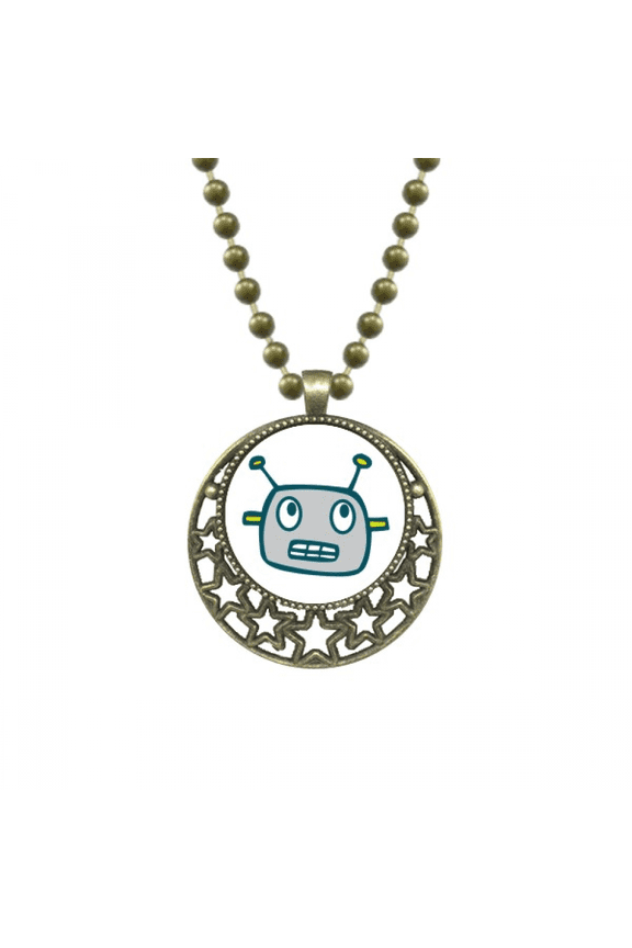 universe and alien gray robot pendant star necklmoon chain jewelry