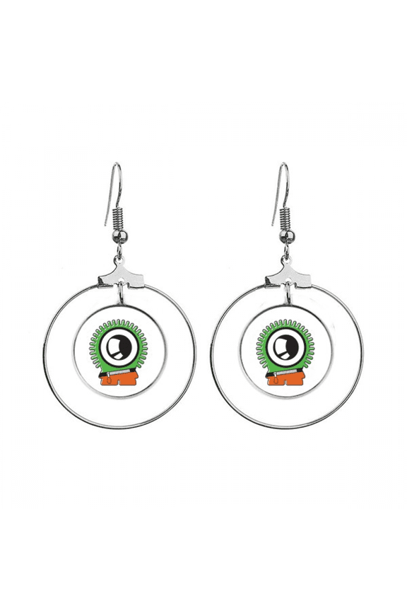 universe and alien green alien earrings dangle hoop jewelry drop circle