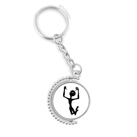 universe and alien jumping alien rotatable keyholder disc accessories chain clip