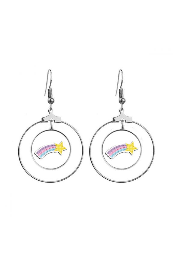 universe and alien meteor earrings dangle hoop jewelry drop circle