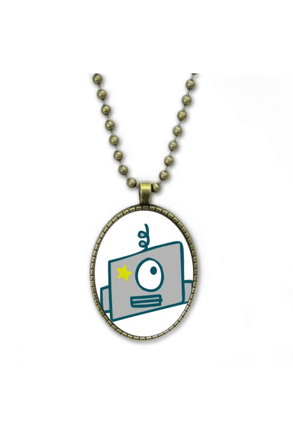 universe and alien single eye robot necklace vintage chain bead pendant jewelry collection