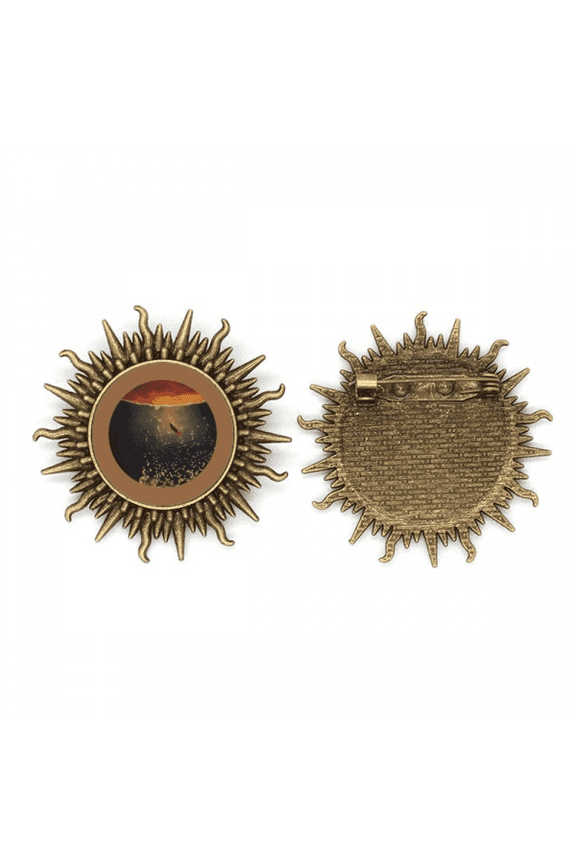universe and alien spscenery metall sonne brosche haken pin
