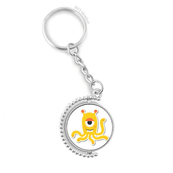 universe and alien yellow monster rotatable keyholder disc accessories chain clip