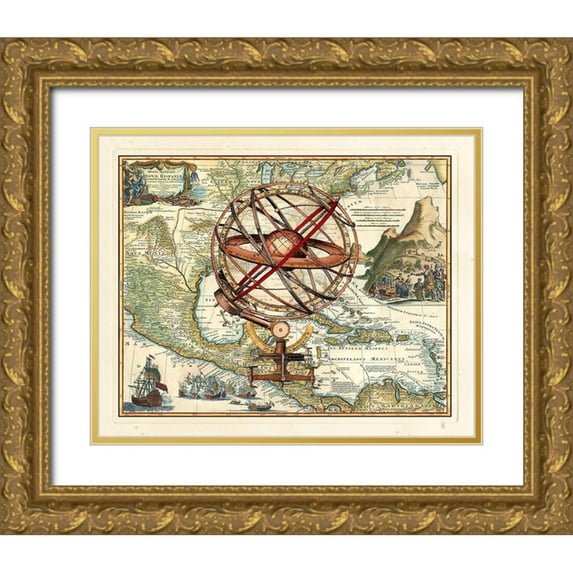 unknown 32x26 Gold Ornate Wood Framed with Double Matting Museum Art Print Titled - Nova Hispania