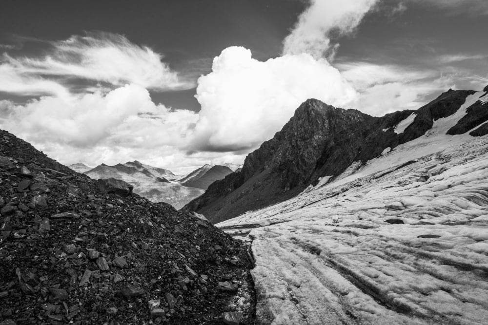 An unnamed glacier flows down from the Chugach Mountains towards Thompson Pass near Valdez Alaska United States of America Canvas Art - Zachary Sheldon Design Pics (38 x 24)