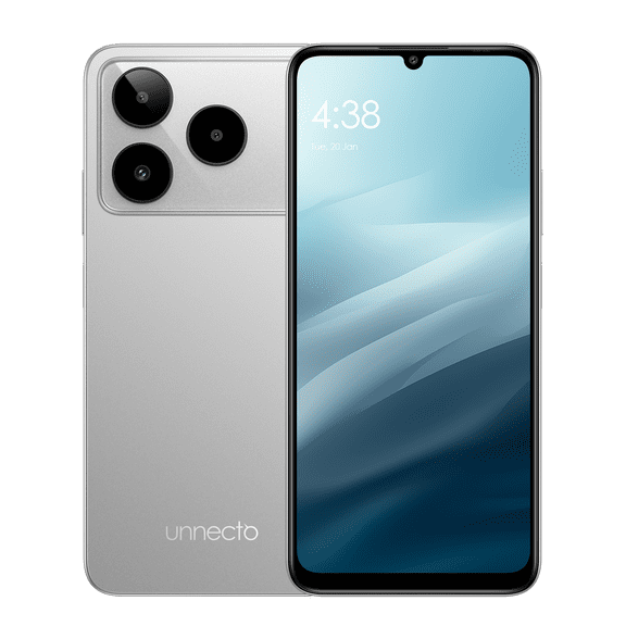 unnecto Eco 20 | Dual SIM | Unlocked Smartphone | Android 16 | 2 Day Battery | NFC | 6.75” HD+ Display | 6GB+10GB VRAM | 256GB Storage | 108MP Triple Camera | Fingerprint | Silver