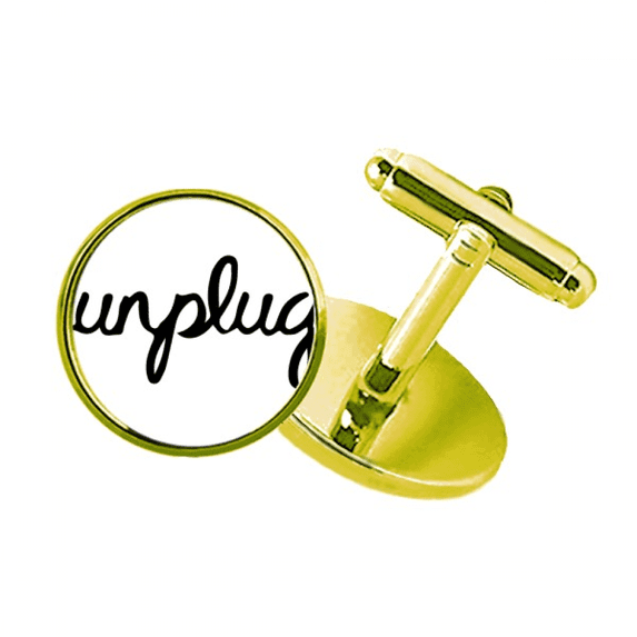 unplug funny design pattern quote studded business metal cufflinks en
