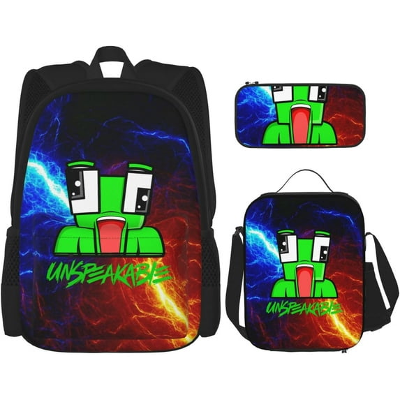 unspeakable Game Backpack Kawaii Anime Game Unspeakables 3 Pcs Backpacks Set with Thermal Insulated Lunch Tote Purse Pencil Case Multifunctional Laptop Daypack Travel Bag, Lunch Box, Pencil Case