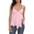 thumbnail image 1 of uobin Tops for Women Sleeveless Ruffle Strap Low Cut V Neck Backless Solid Color Tank Top Cute Summer Flowy Going Out Top, 1 of 4
