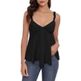 thumbnail image 1 of uobin Tops for Women Sleeveless Ruffle Strap Low Cut V Neck Backless Solid Color Tank Top Cute Summer Flowy Going Out Top, 1 of 4