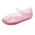 thumbnail image 1 of uobin Jelly Sandals for Girls Closed Toe Summer Cute Dress Shoes Water Beach Flat Princess Clear Glitter with Kid's Flat for Toddler, 1 of 5