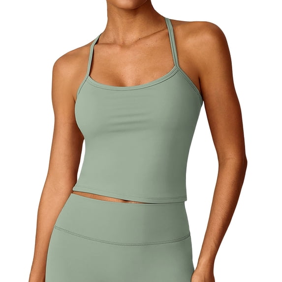 uobin Women's Halter Double Lined Cross Back Tank Tops Built in Bra Comfortable Sleeveless Summer Top for Gym Yoga Running And Outdoor Workouts