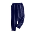 thumbnail image 1 of up to 60% off Gifts Usmixi Womens Cotton Linen Trousers Fashion Elastic Waist Plus Size Long Pants Solid Wide Leg Straight Pants with Pocket Navy l, 1 of 3