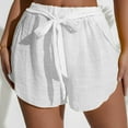 thumbnail image 1 of up to 60% off Gifts Usmixi Womens Elastic Waist Shorts Summer Soft Cotton Linen Irregular Short Pants Casual Solid Loose Shorts with Belt White l, 1 of 6