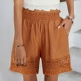 thumbnail image 1 of up to 60% off Gifts wycnly Womens Summer Elastic Waist Shorts Beach Sexy Lace Hollowed Loose Short Pants Solid Wide Leg Shorts with Pocket Orange s, 1 of 6