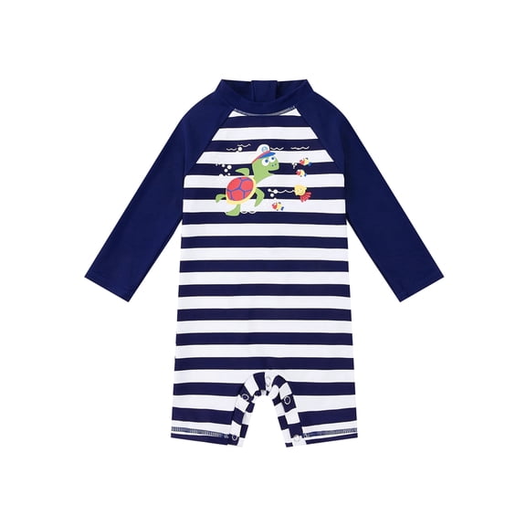 upandfast UPF 50+ One-Piece Swimsuits for Toddler Boy Baby Snap Long Sleeve Sunsuits 9-12 Months