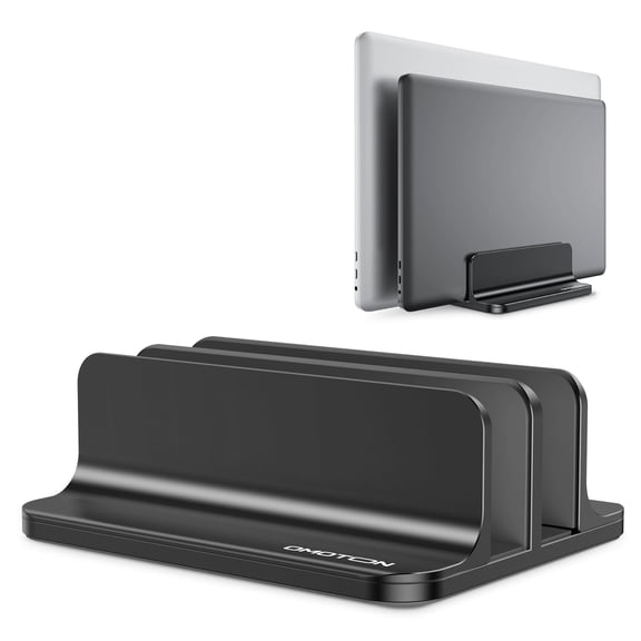 [updated Dock Version] Vertical Laptop Stand  Double Desktop Holder With Adjustable (up To 17.3 Inch) Fits All Macbook/surface/samsung/hp/dell/chrome Book (black)