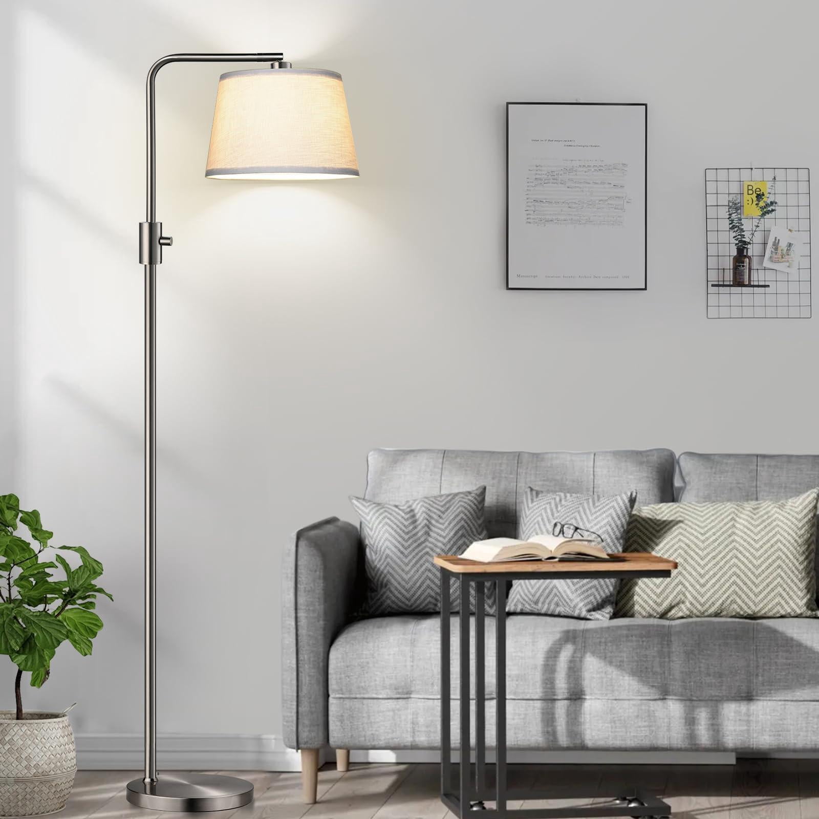 【upgraded】 Dimmable Floor Lamp  1000 Lumens Led Edison Bulb Included Brushed Nickel Arc Lamps For Living Room Modern Standing Tall Bedroom