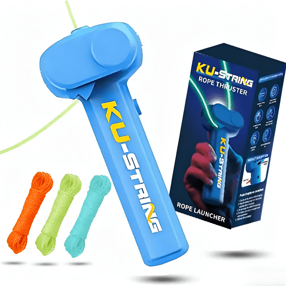 The upgraded glow-in-the-dark elastic rope stress-relief toy (with 3 extra ropes) features a built-in dual ultraviolet light source, making it a fun rope launcher gift for adults and children