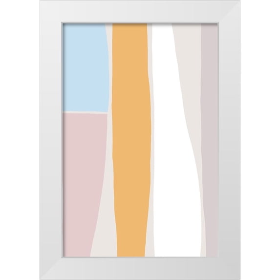 uplusmestudio 13x18 White Modern Wood Framed Museum Art Print Titled - Feel Good Stripes