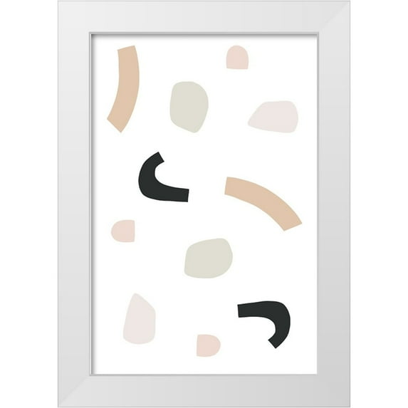 uplusmestudio 13x18 White Modern Wood Framed Museum Art Print Titled - Happy Abstract No 3