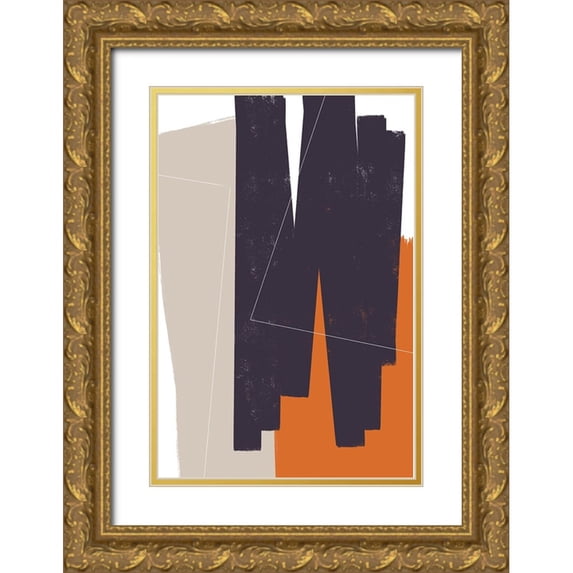 uplusmestudio 17x24 Gold Ornate Wood Framed with Double Matting Museum Art Print Titled - Chasing the lines
