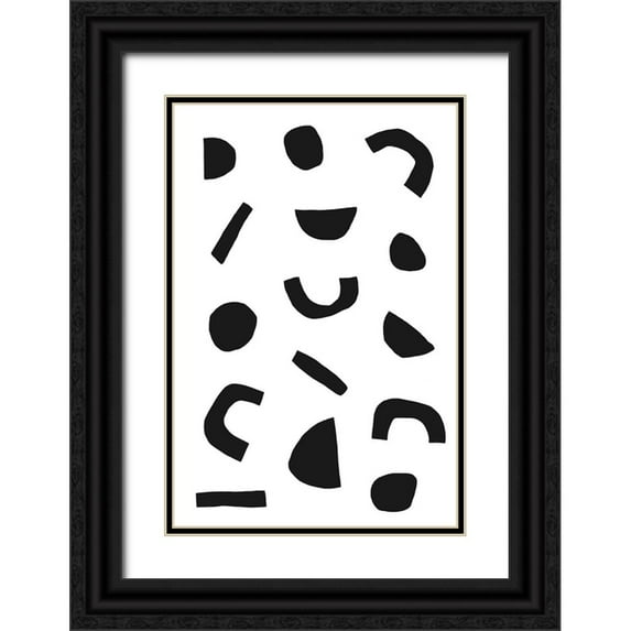 uplusmestudio 23x32 Black Ornate Wood Framed with Double Matting Museum Art Print Titled - Abstract Get Together No 1