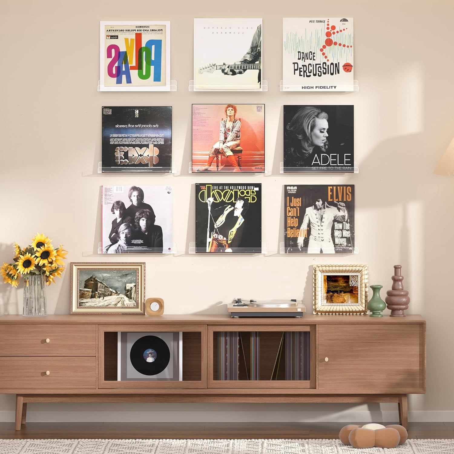 upsimples 12 Pack Vinyl Record Wall Mount Shelves, 12" Vinyl Holder for ...