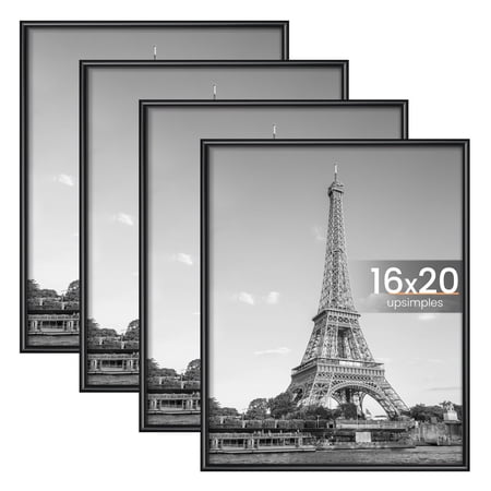 upsimples 4 PACK 16x20 Rounded Picture Frame, Basic Poster Frame, Black