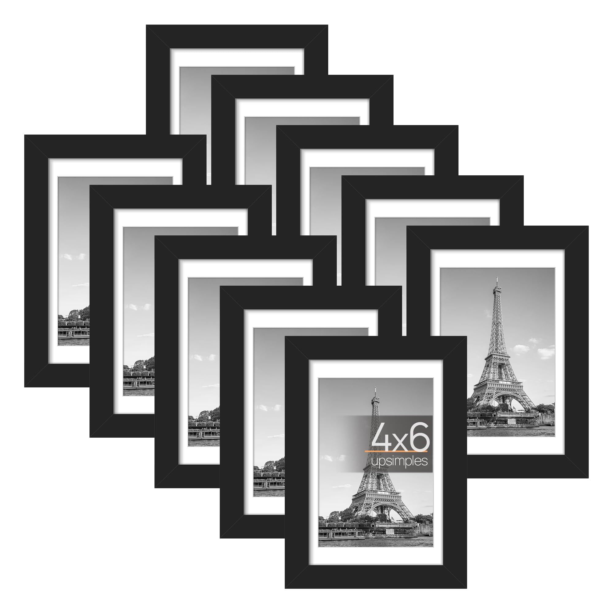 Mainstays 8-Opening Plaque Black Wall Collage Frame (Holds 6-4x6 & 2-4x4  Photos)