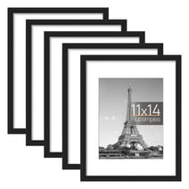upsimples 5 PACK 11x14 Matted to 8x10 Linear Gallery Wall Picture Frame, Black