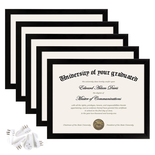 upsimples 8.5x11 Document Picture Frame, 5 PACK Black Certificate