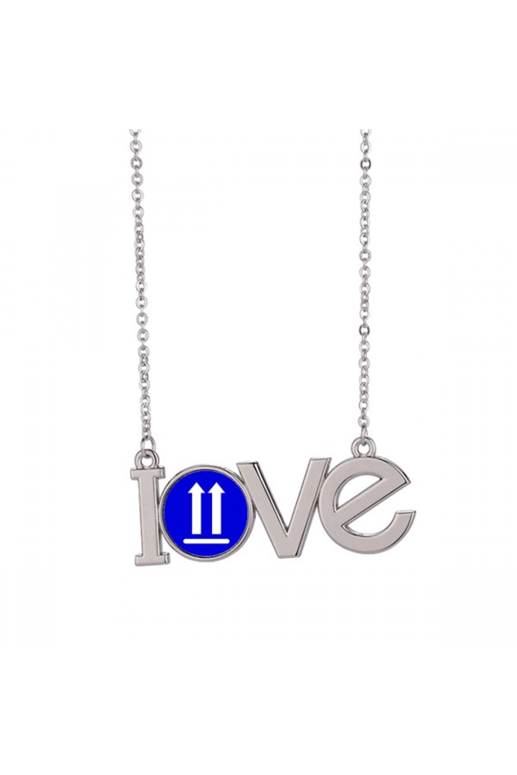 upwards blue square warning mark love necklace pendant charm jewelry